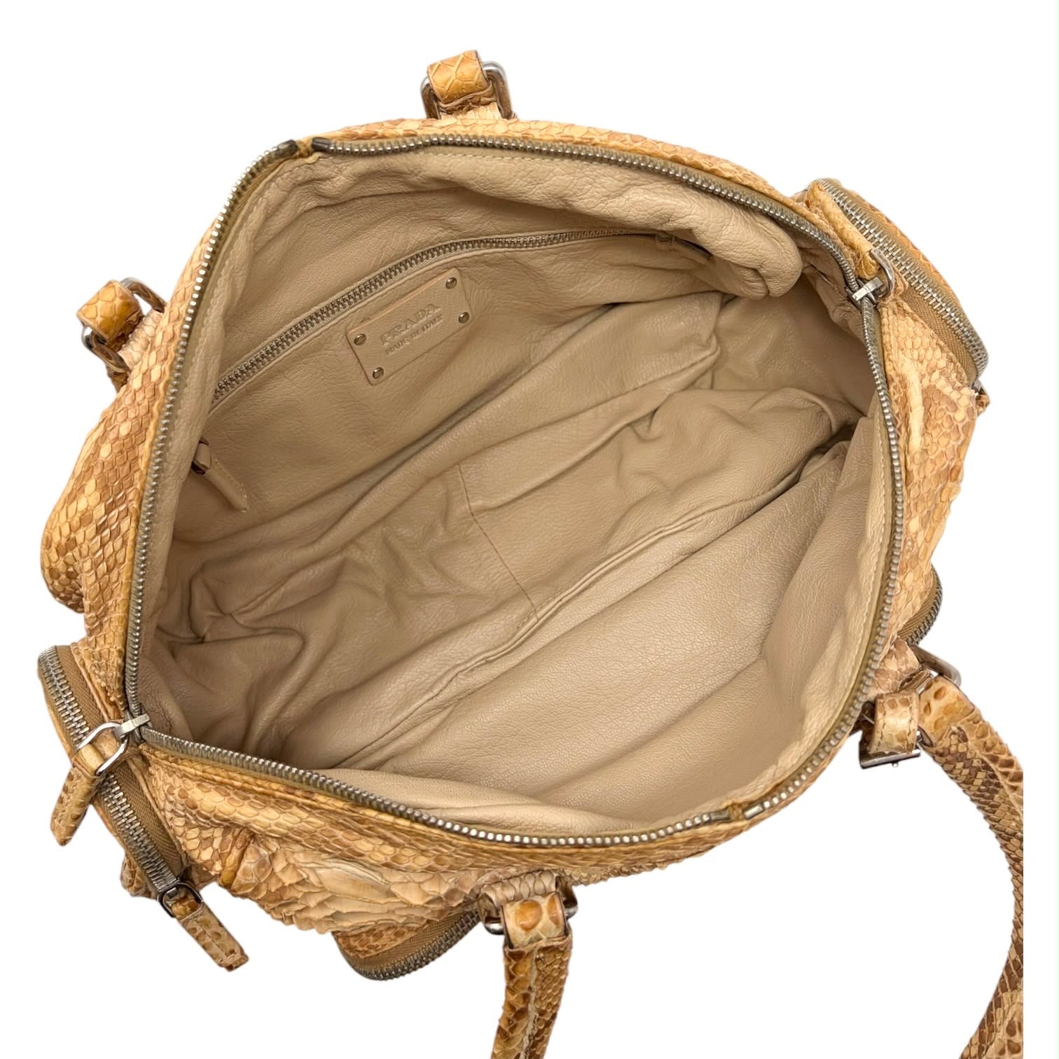 Prada Beige Snakeskin Shoulder Bag