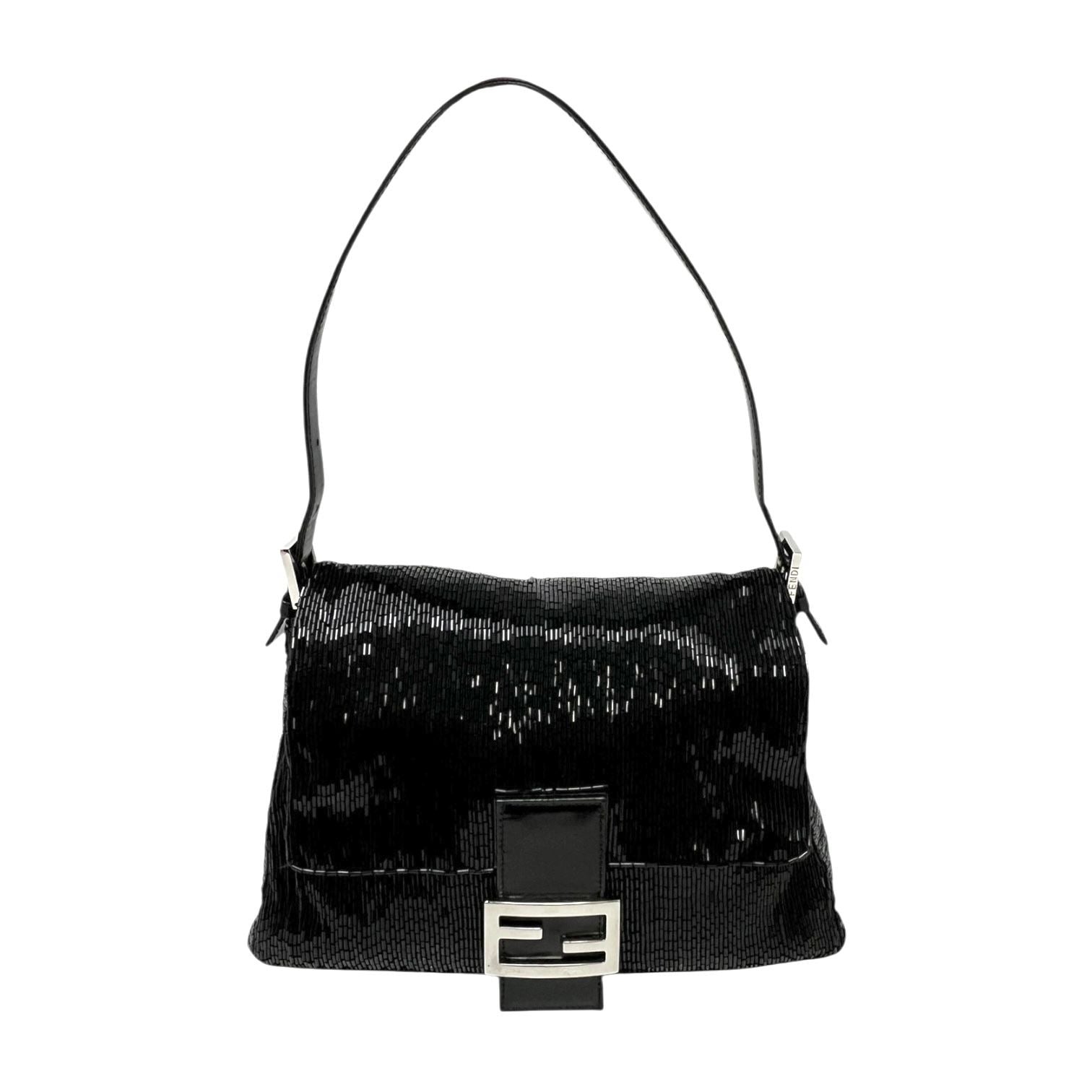 Fendi Black Beaded Mamma Baguette