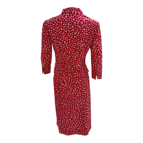 Prada Red Logo Print Cotton Skirt Set