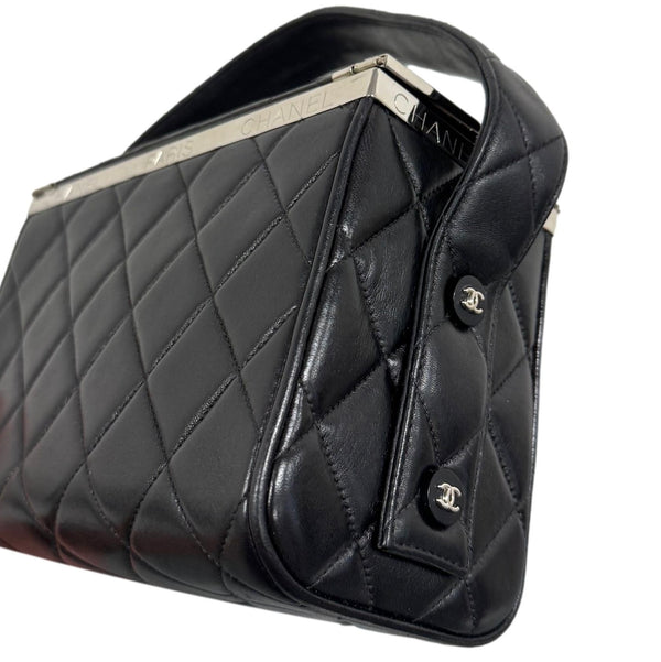 Chanel Black Lambskin Top Handle Box Bag