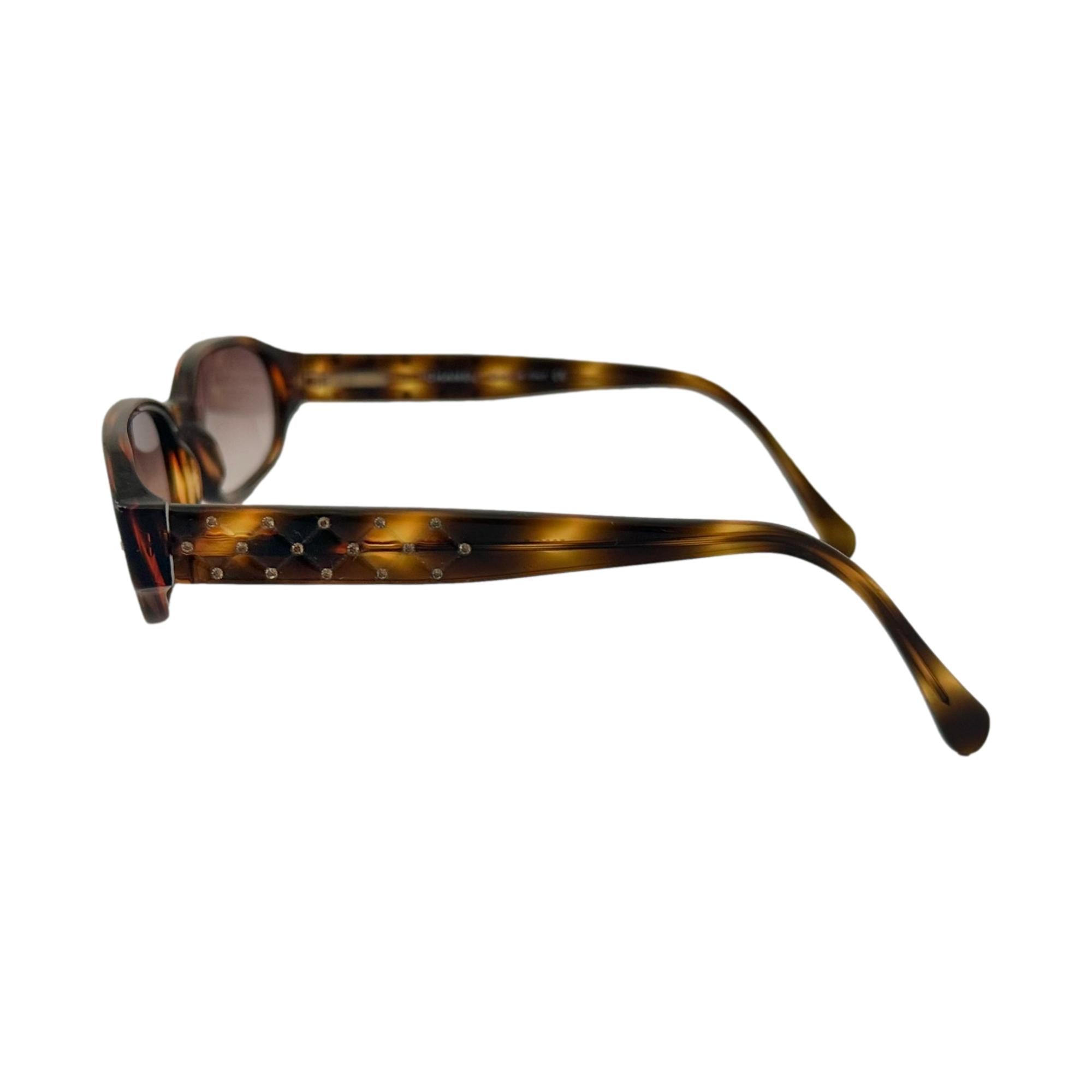 Chanel Brown Tortoise Rhinestone Sunglasses