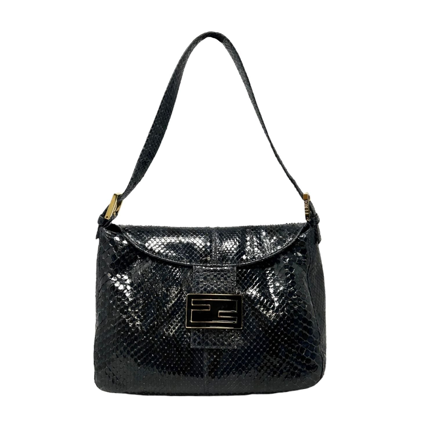 Fendi Black Snakeskin Shoulder Bag