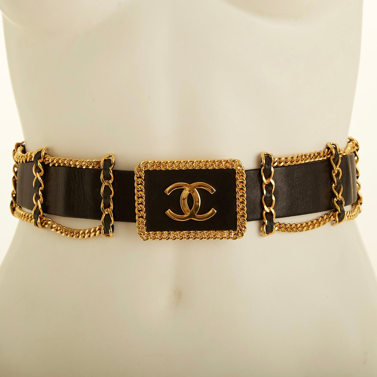 Chanel Black Leather Chain Belt Chanel Black Leather Chain Belt