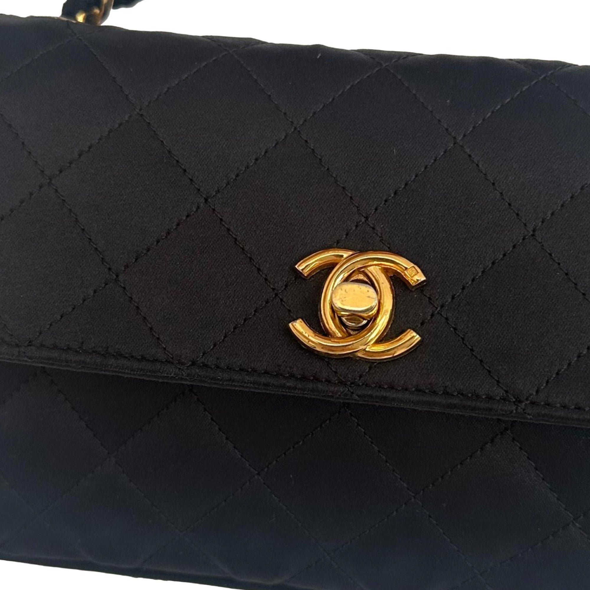 Chanel Mini Black Satin Flap Bag