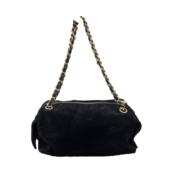 Chanel Black Suede Pocket Shoulder Bag