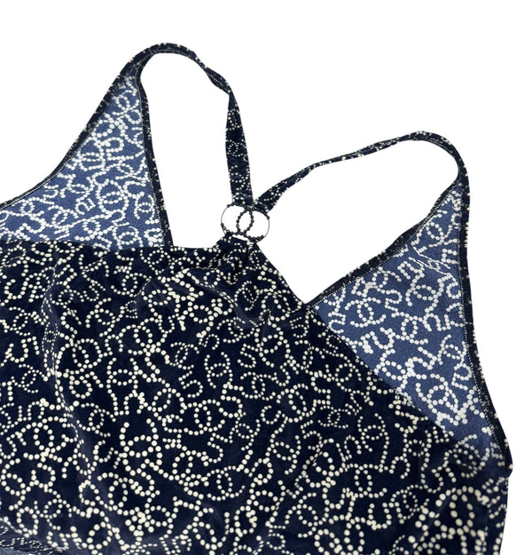 Chanel Navy Velour Logo Dress