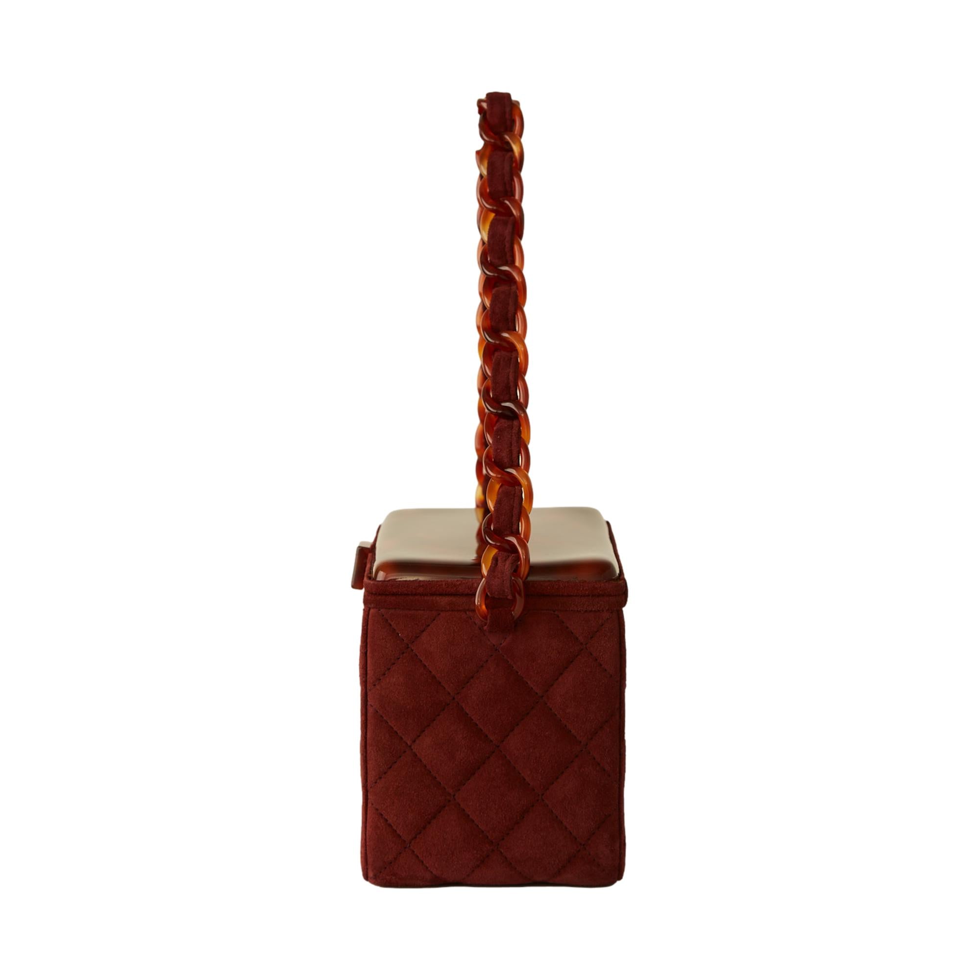 Chanel Brown Suede Tortoise Box Bag – Treasures of NYC
