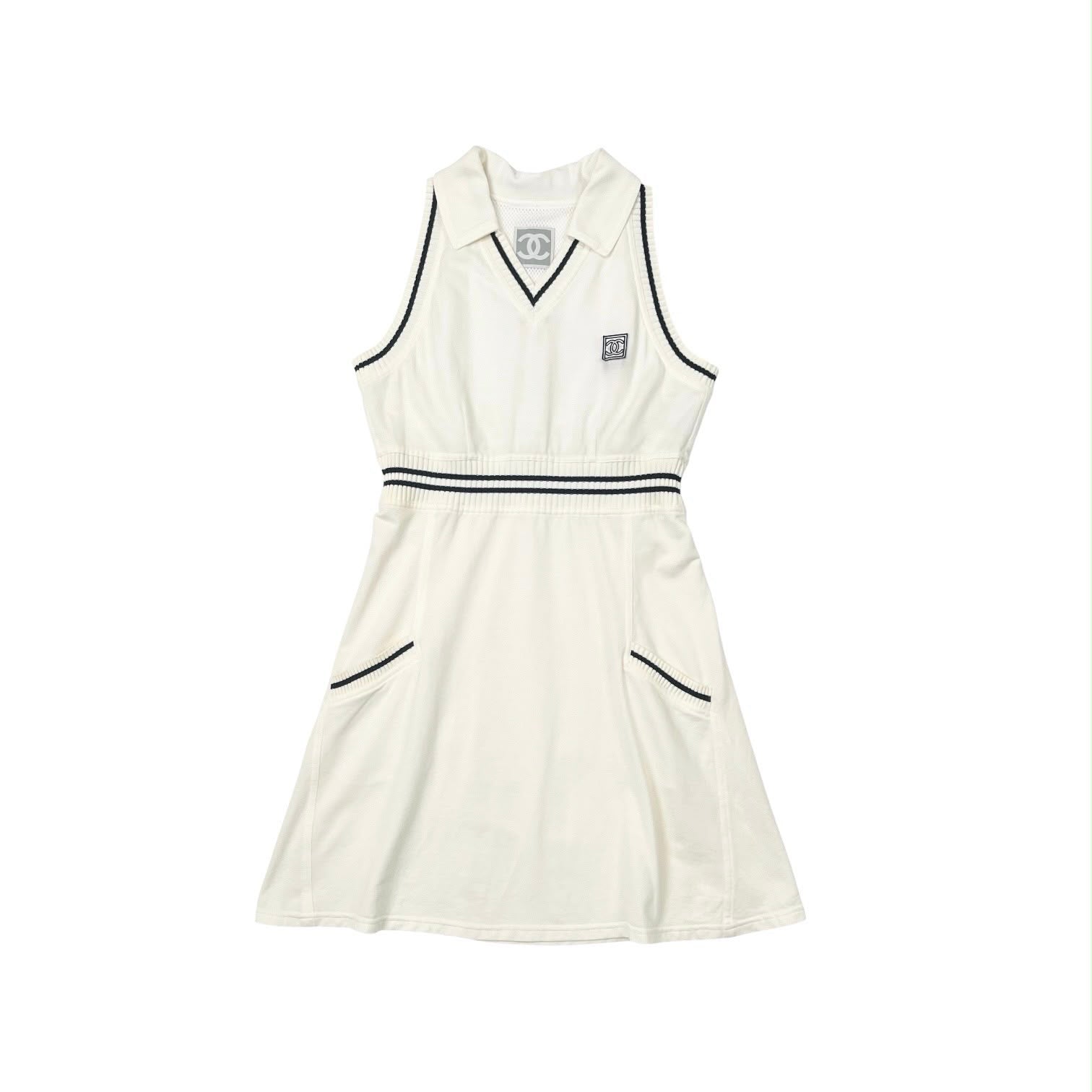 Chanel White Knit Logo Dress