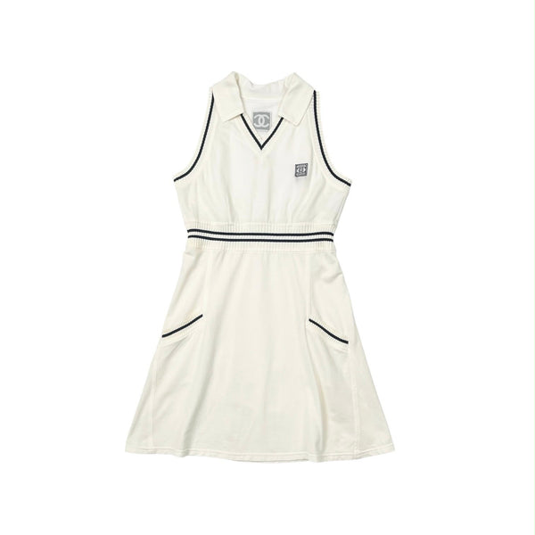 Chanel White Knit Logo Dress