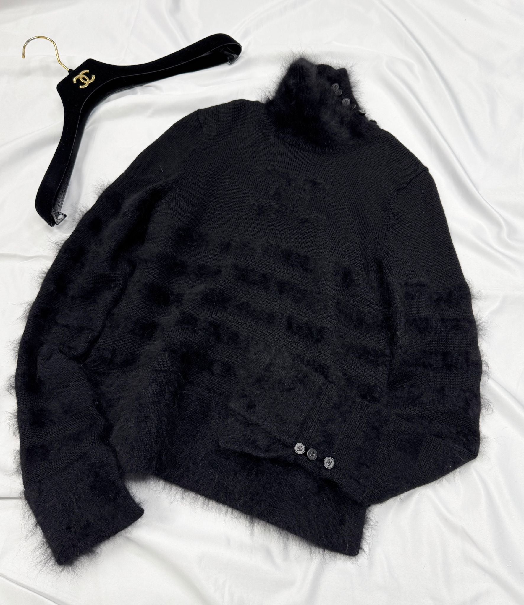 Chanel Black Mohair Turtleneck Sweater