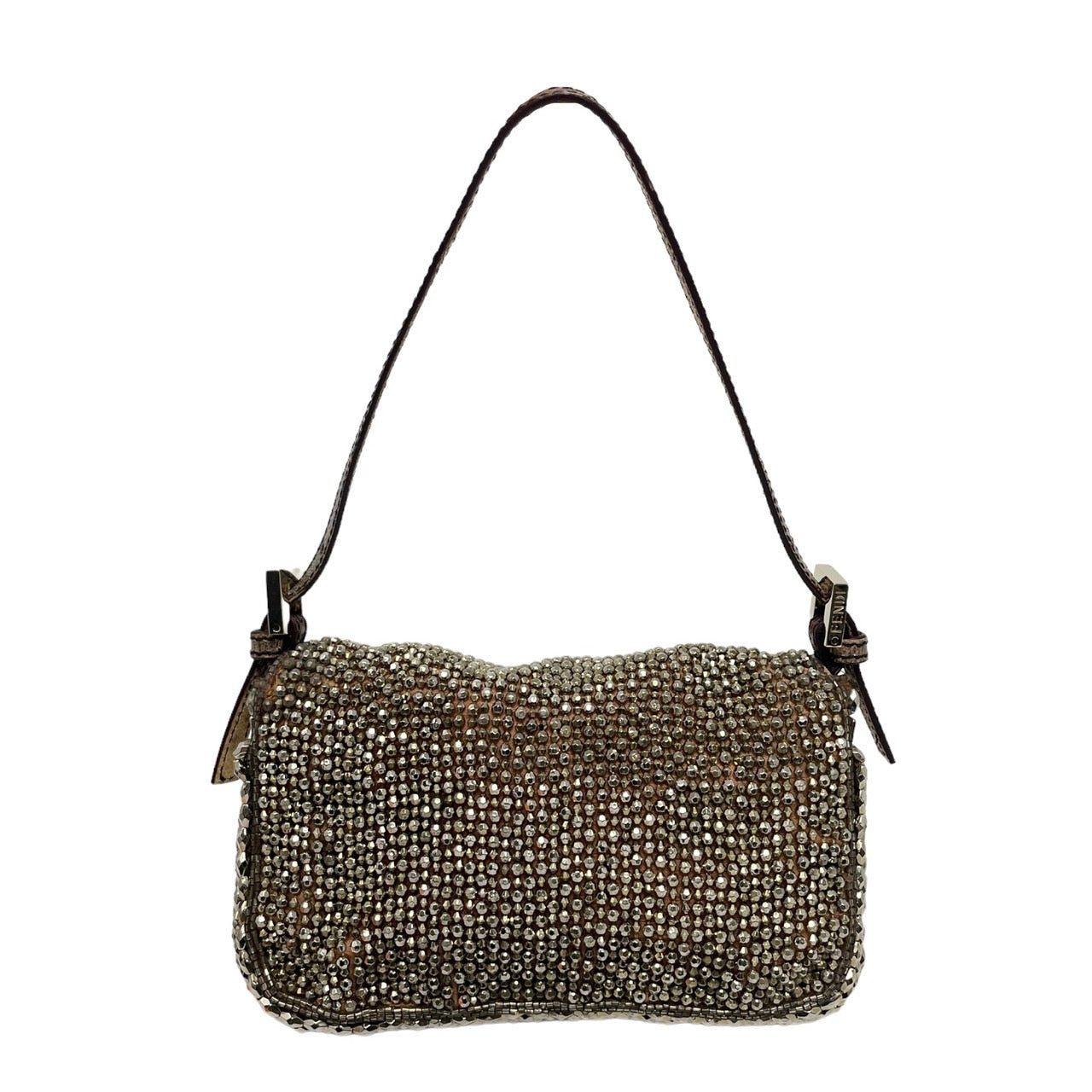 Fendi Mini Brown Beaded Baguette Bag