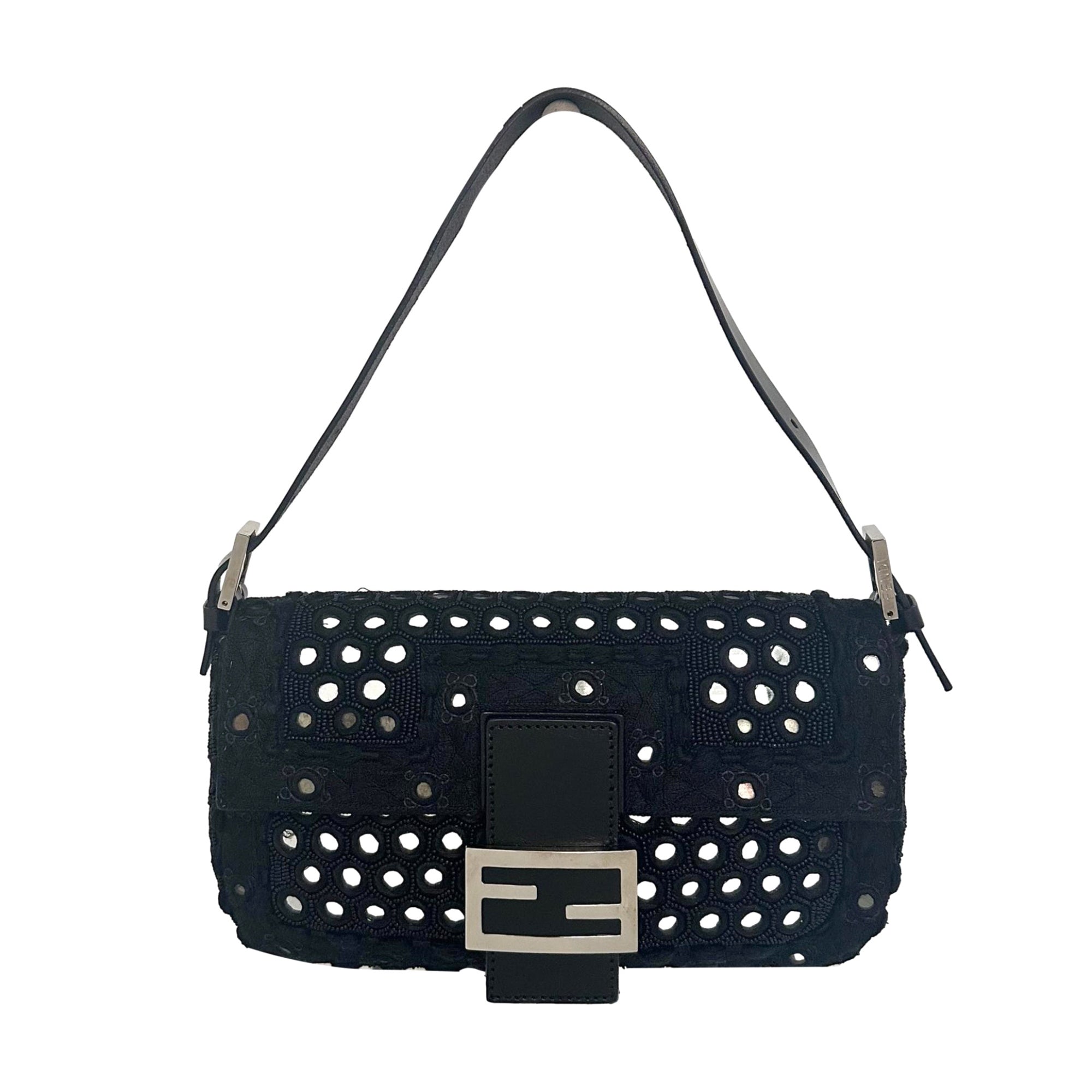 Fendi Black Mirror Baguette Bag