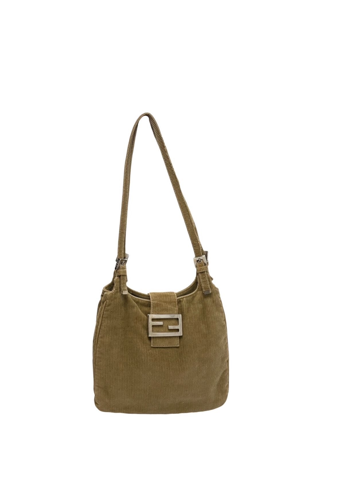 Fendi Tan Corduroy Baguette Shoulder Bag