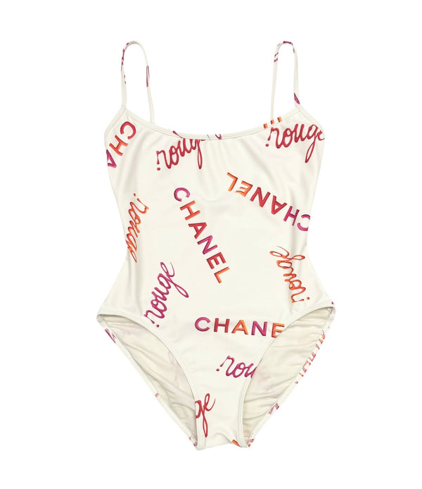Chanel White 'Rouge' Print One Piece