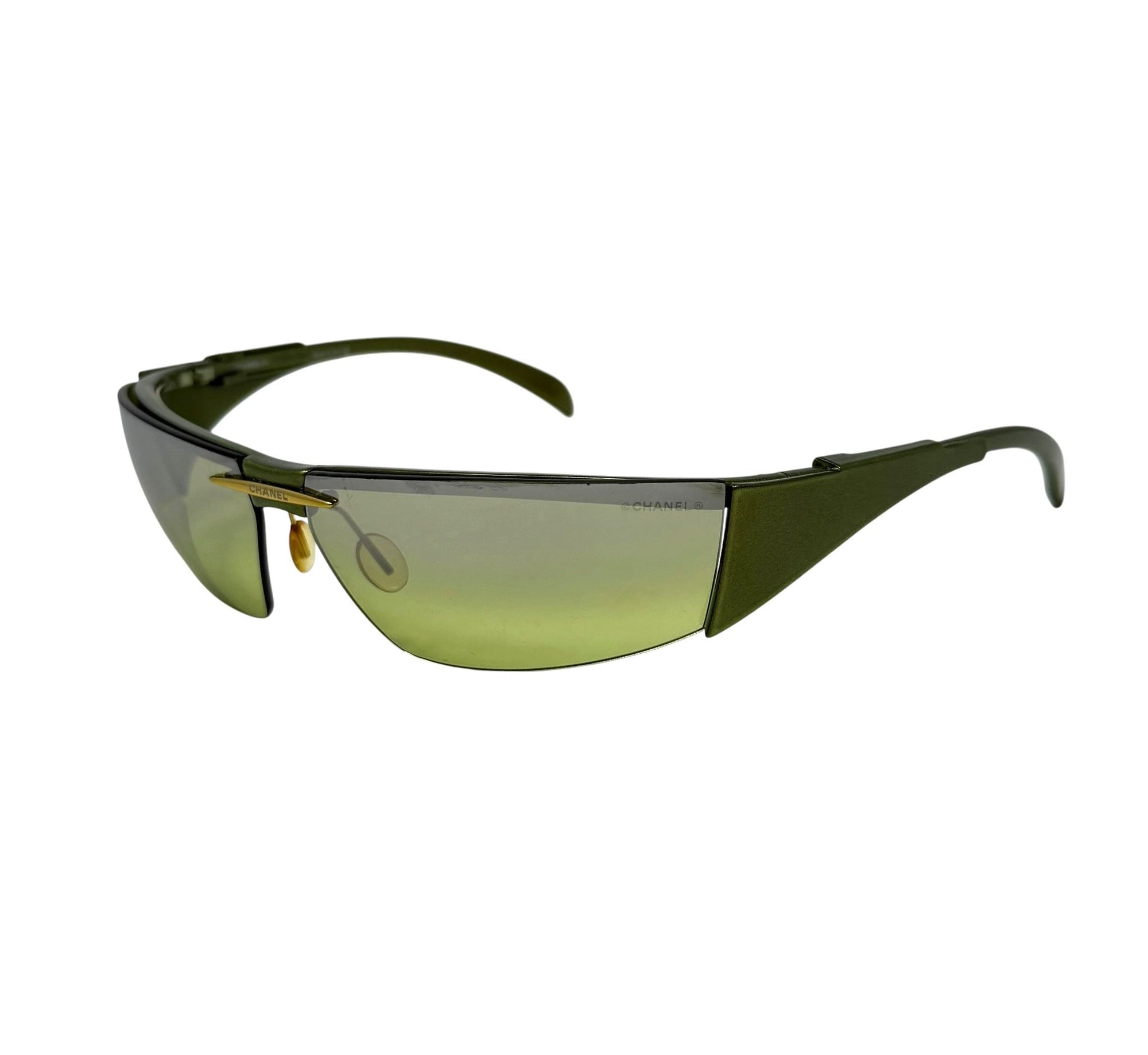 Chanel Green Visor Side Sunglasses