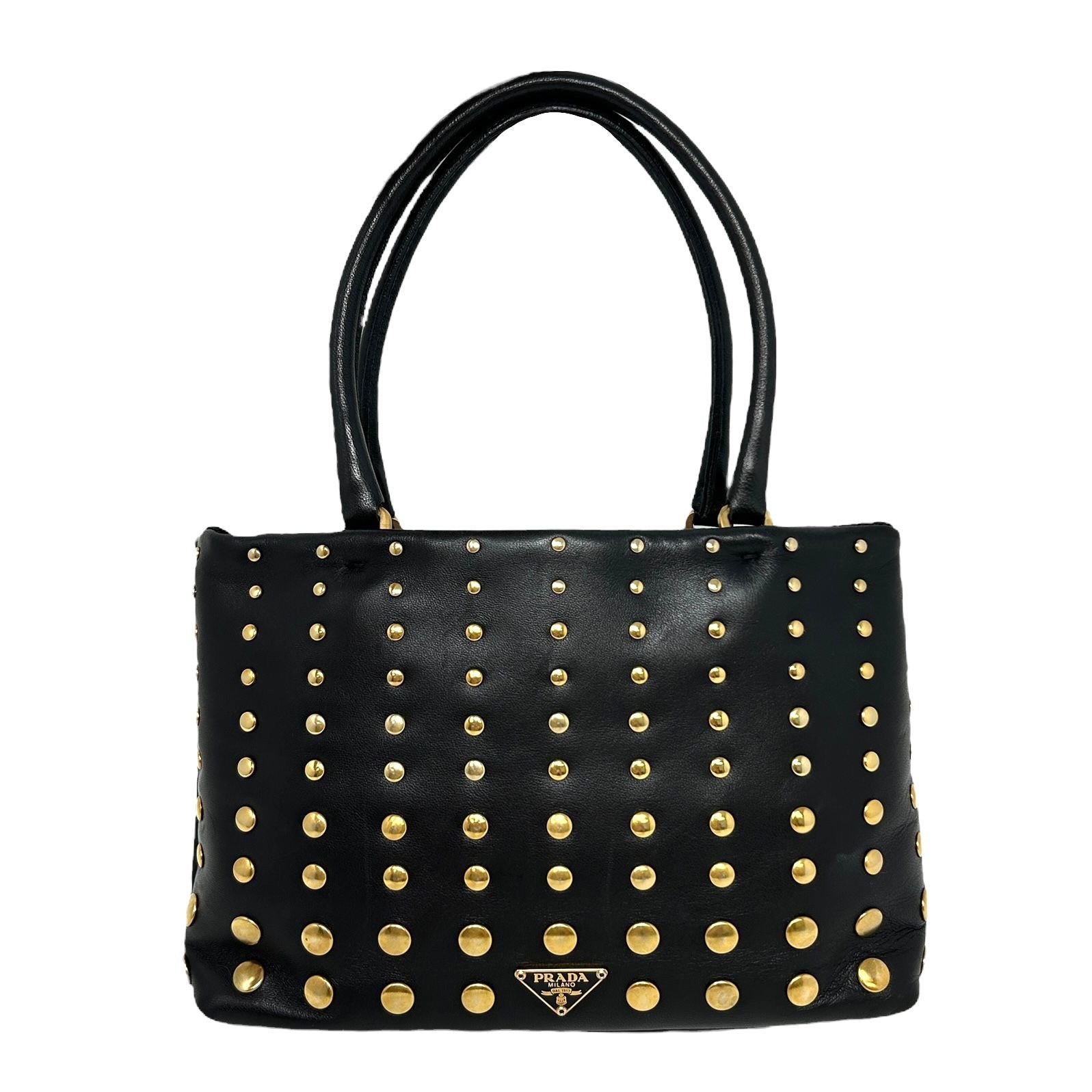 Prada Black Leather Studded Mini Bag