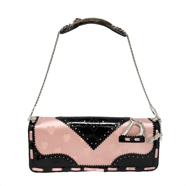 Dior Pink + Black Satin Heart Bag