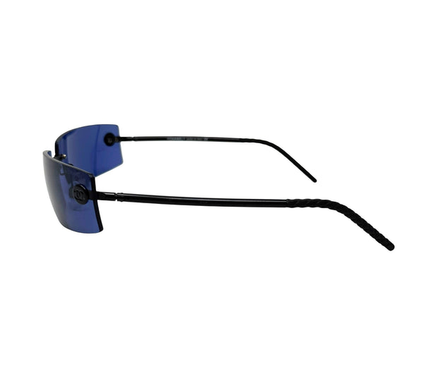 Chanel Dark Blue Mini Rimless Sunglasses