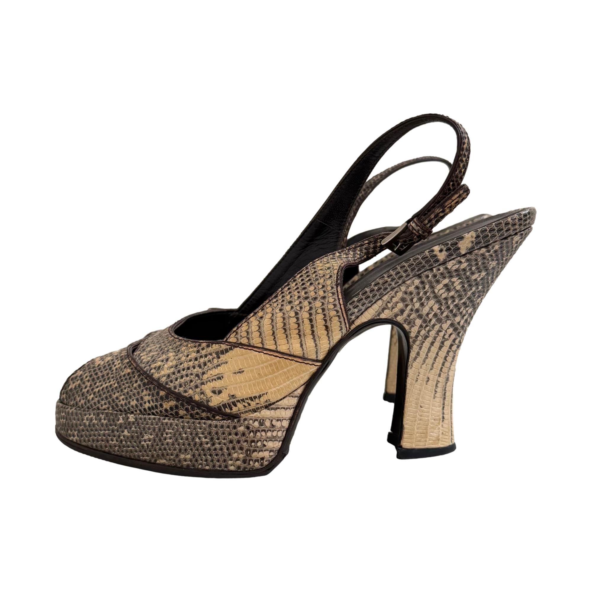 Prada Snake Print Slingback Heels