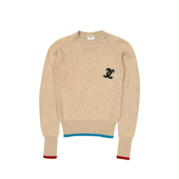 Chanel Cashmere Contrast Logo Sweater