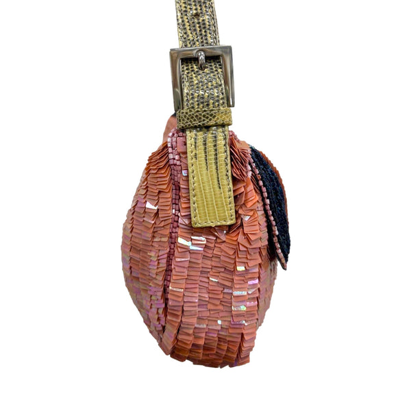 Fendi Peach Sequin Baguette Bag