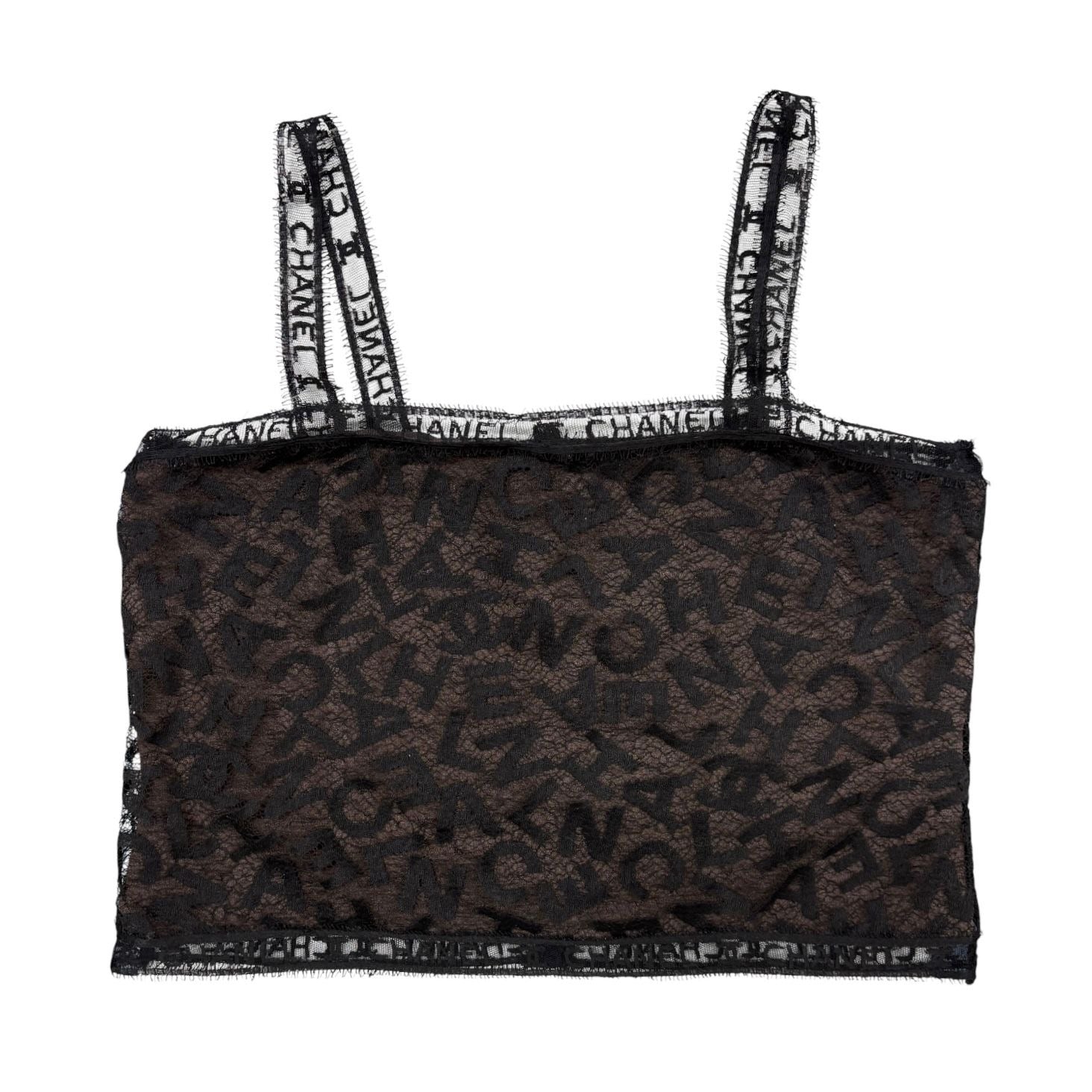 Chanel Black Lace Logo Tank