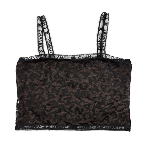 Chanel Black Lace Logo Tank