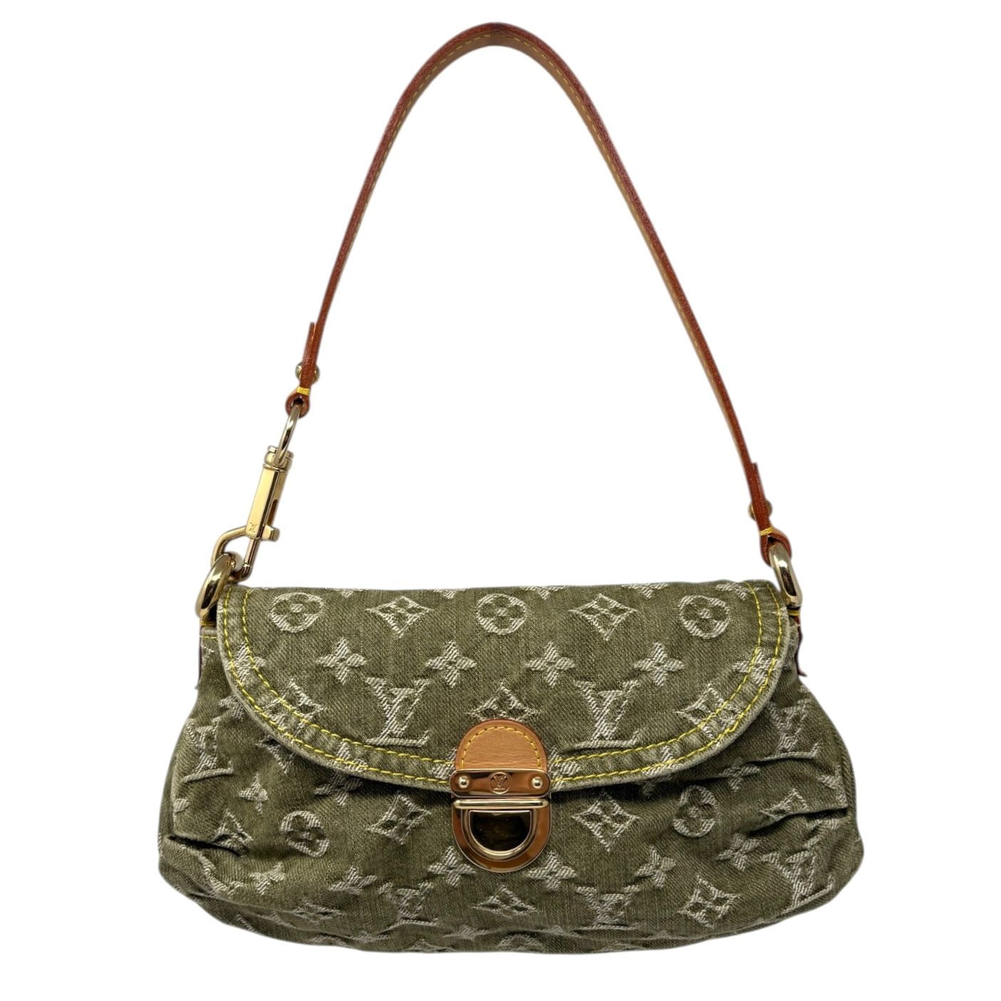 Louis Vuitton Olive Denim Logo Shoulder Bag