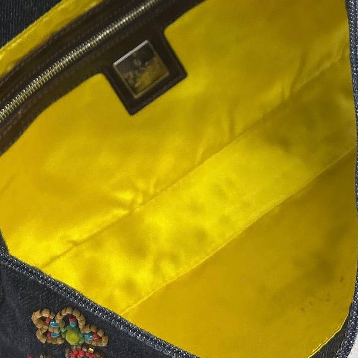 Fendi Denim Beaded Baguette