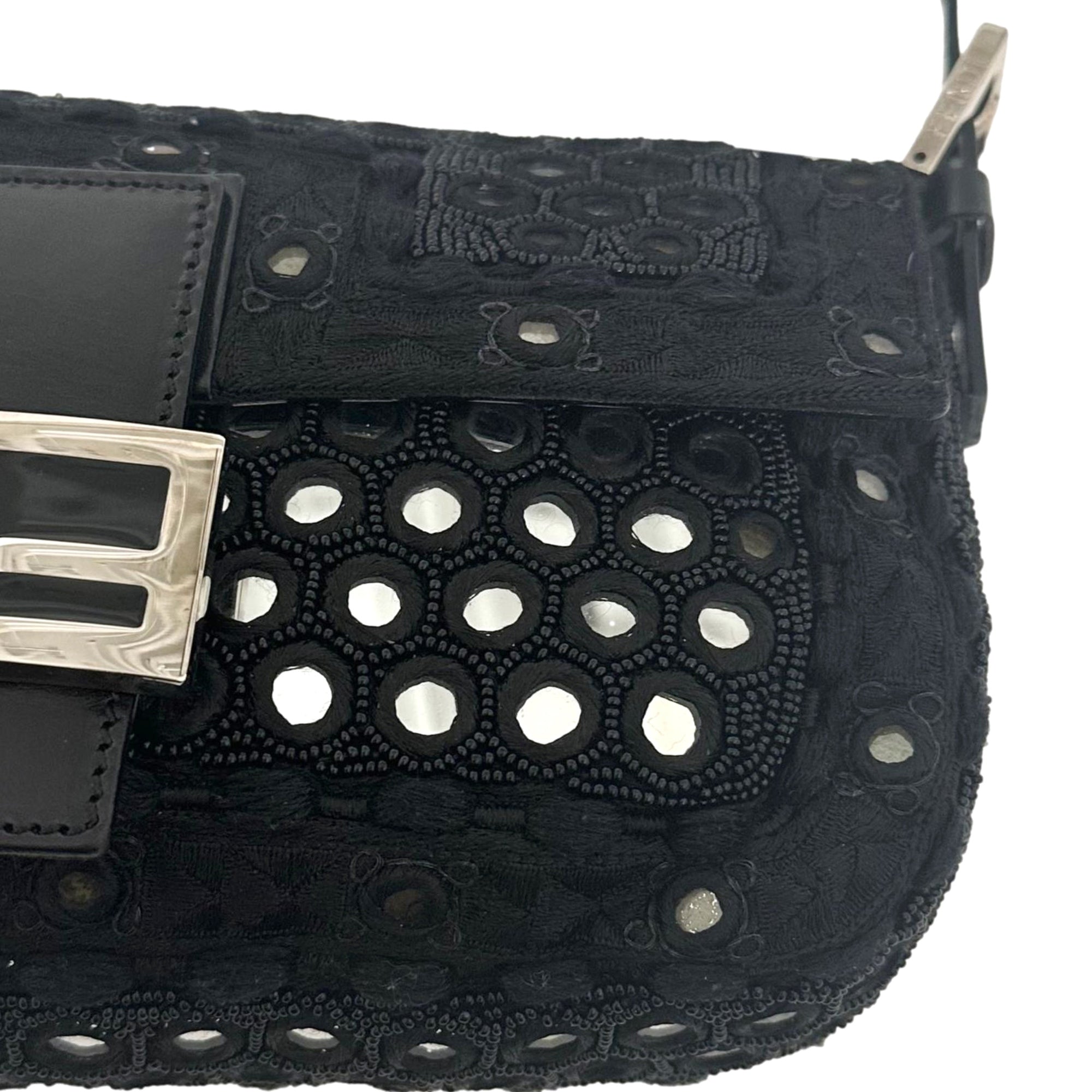 Fendi Black Mirror Baguette Bag