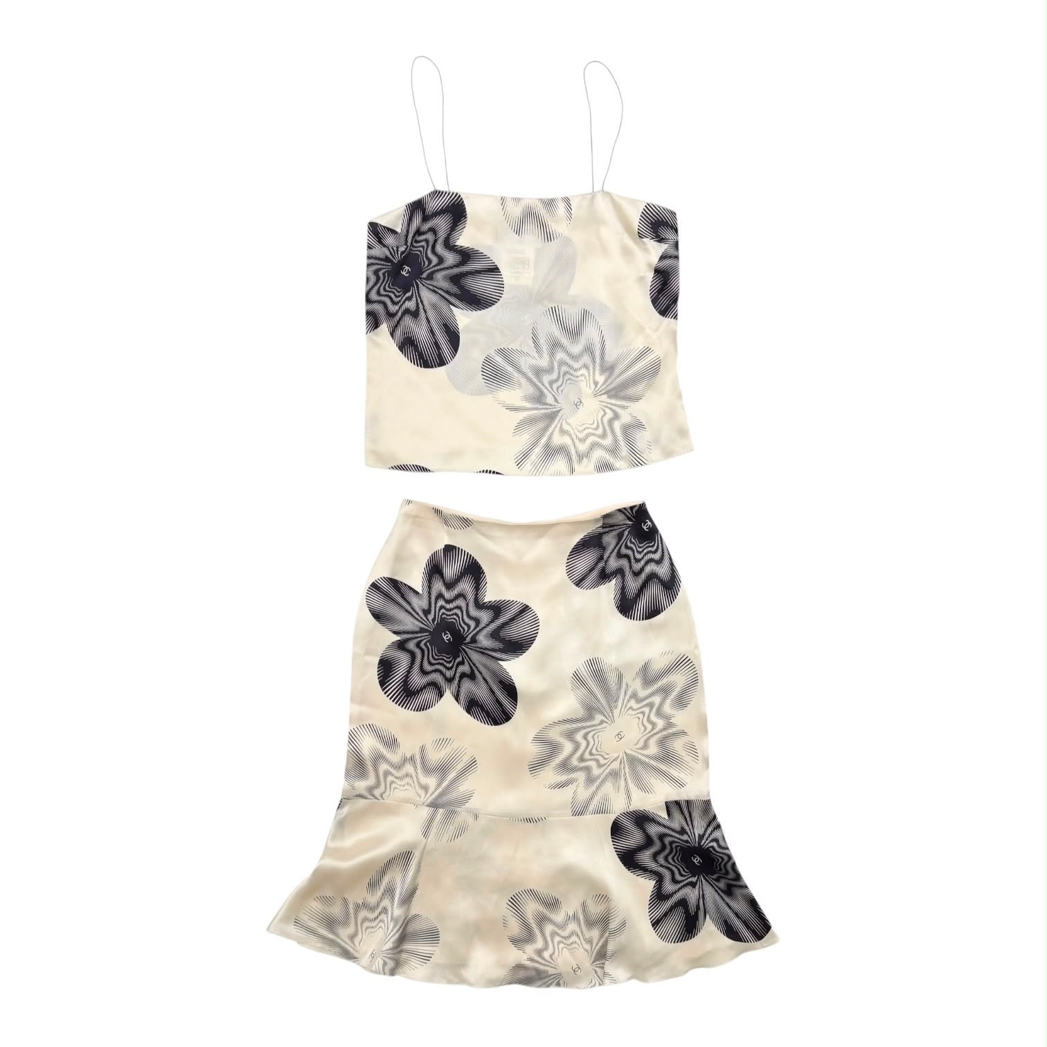 Chanel Floral Silk Skirt Set