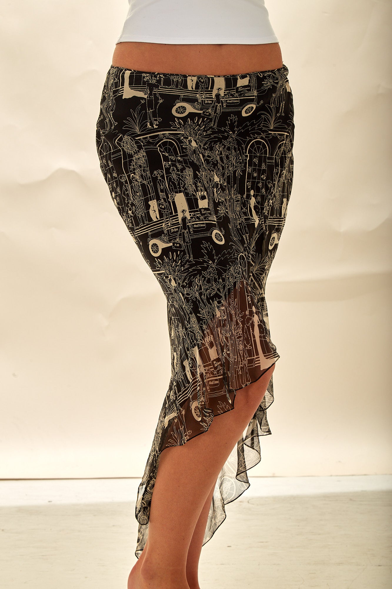 John Galliano Black City Scene Skirt