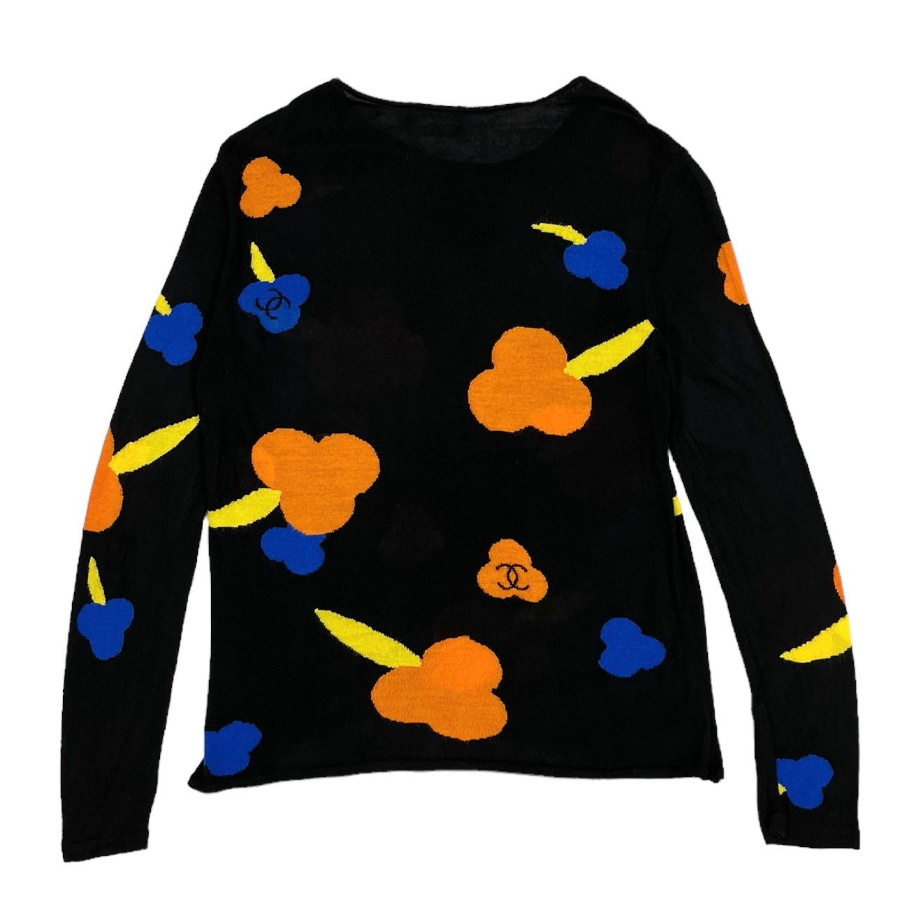 Chanel Black Floral Logo Long Sleeve