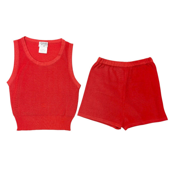 Chanel Red Ribbed 3-Pc Logo Set