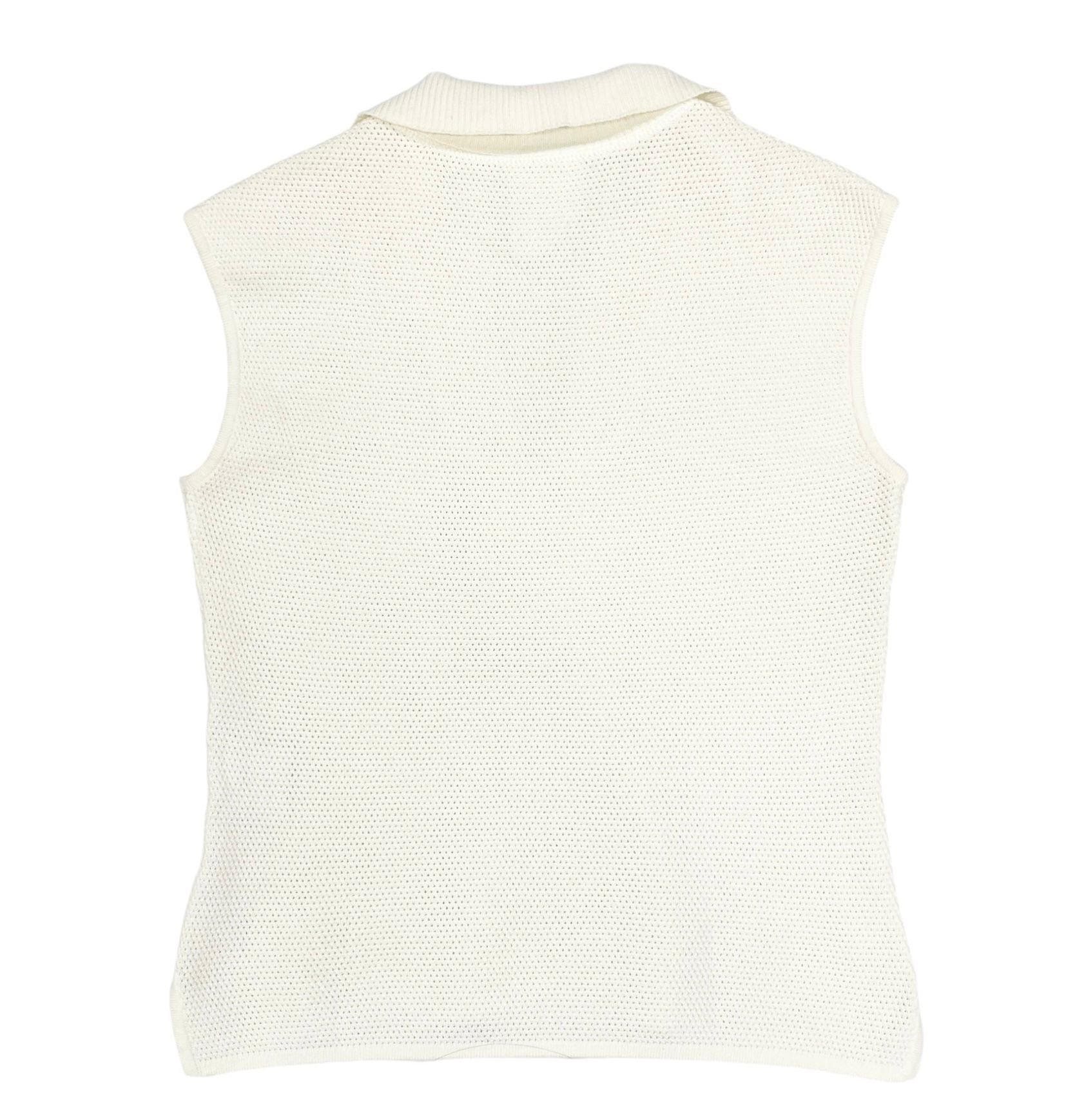 Chanel Cream Logo Cropped Polo Tank