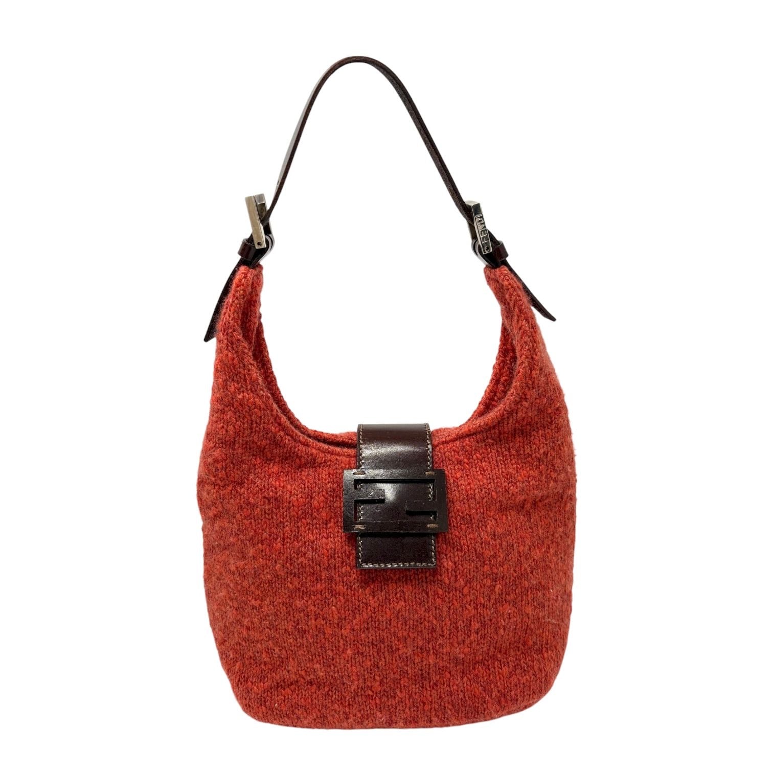 Fendi Orange Knit Baguette Bag