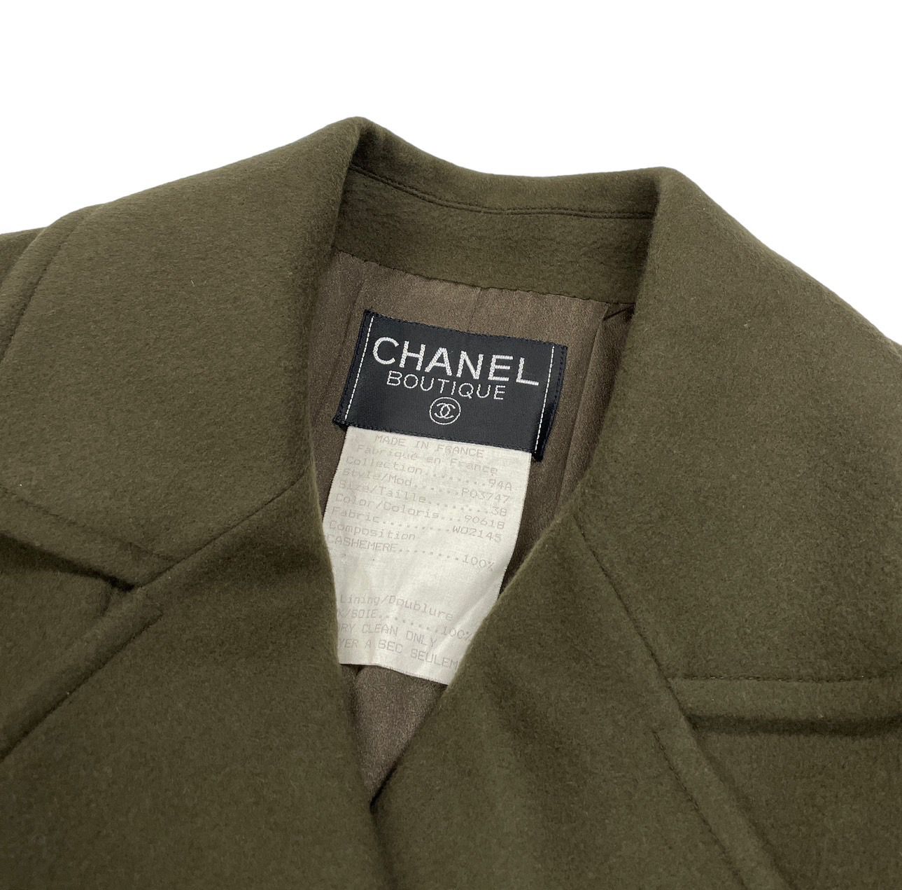 Chanel Green Cashmere Logo Jacket