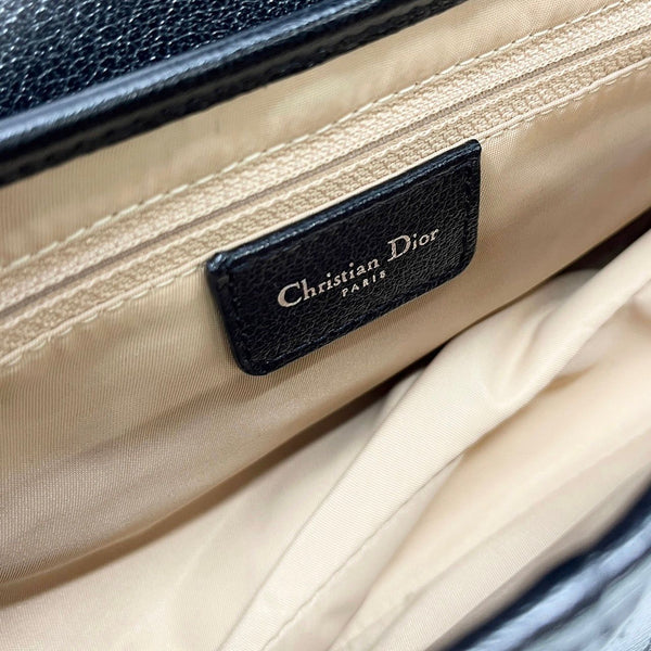 Dior Black Contrast Stitch Leather Saddle Bag