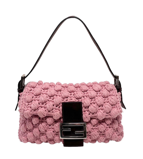 Fendi Pink Crocheted Baguette Bag