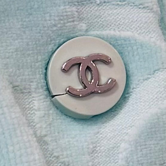 Chanel Turquoise Velour Short Sleeve Top