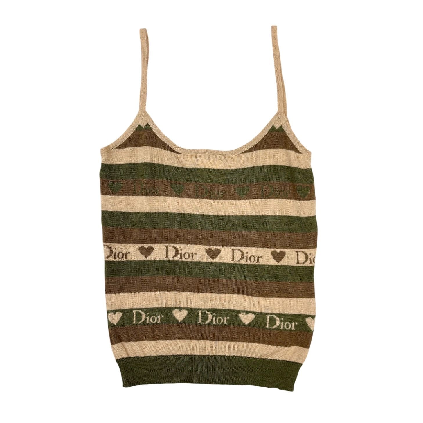Dior Green+ Brown Heart Logo Tank