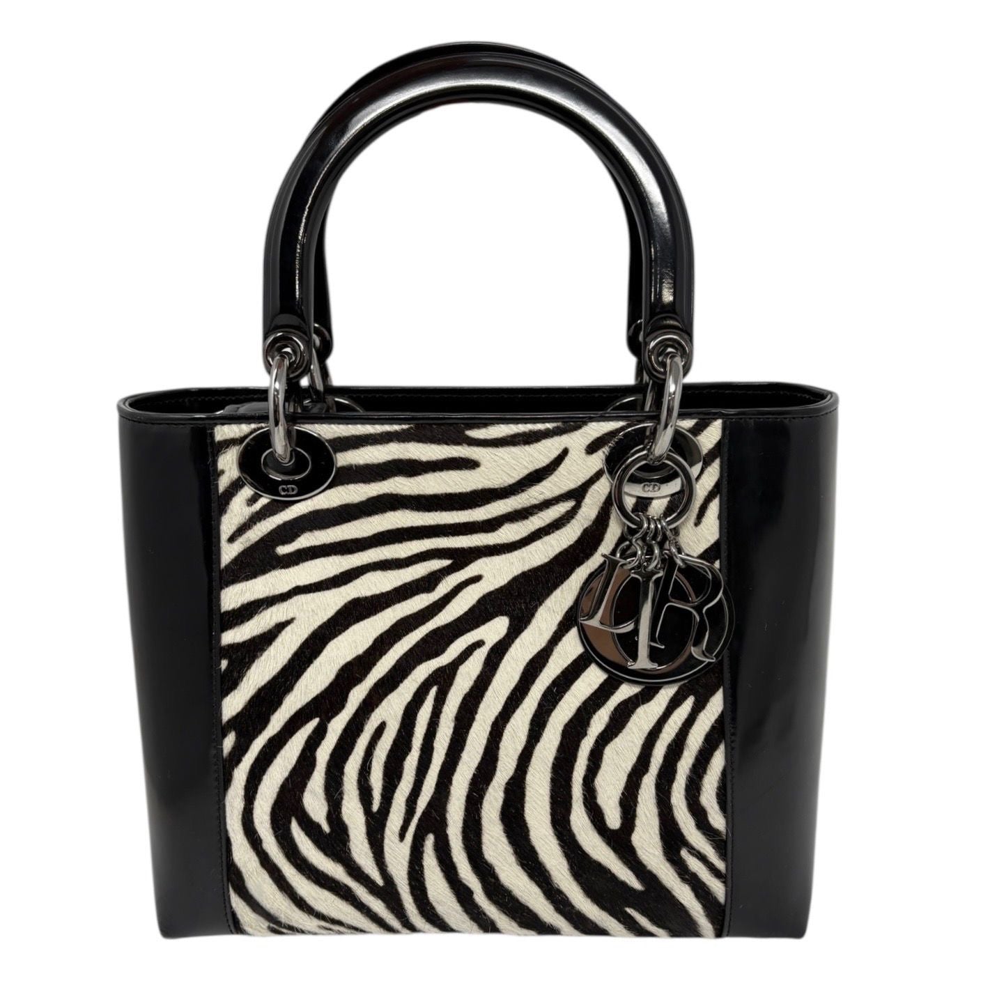 Dior Zebra Print Calf Hair Top Handle Bag
