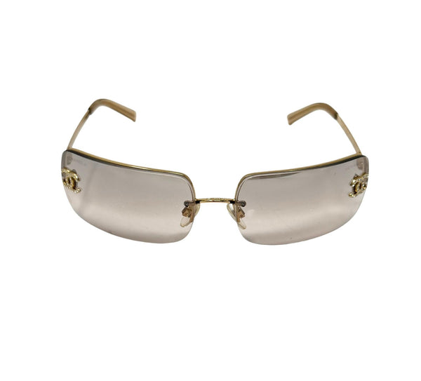 Chanel Smoke Rhinestone Rimless Sunglasses