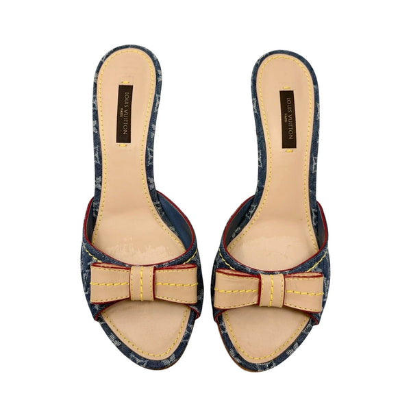 Louis Vuitton Blue Denim Kitten Heels