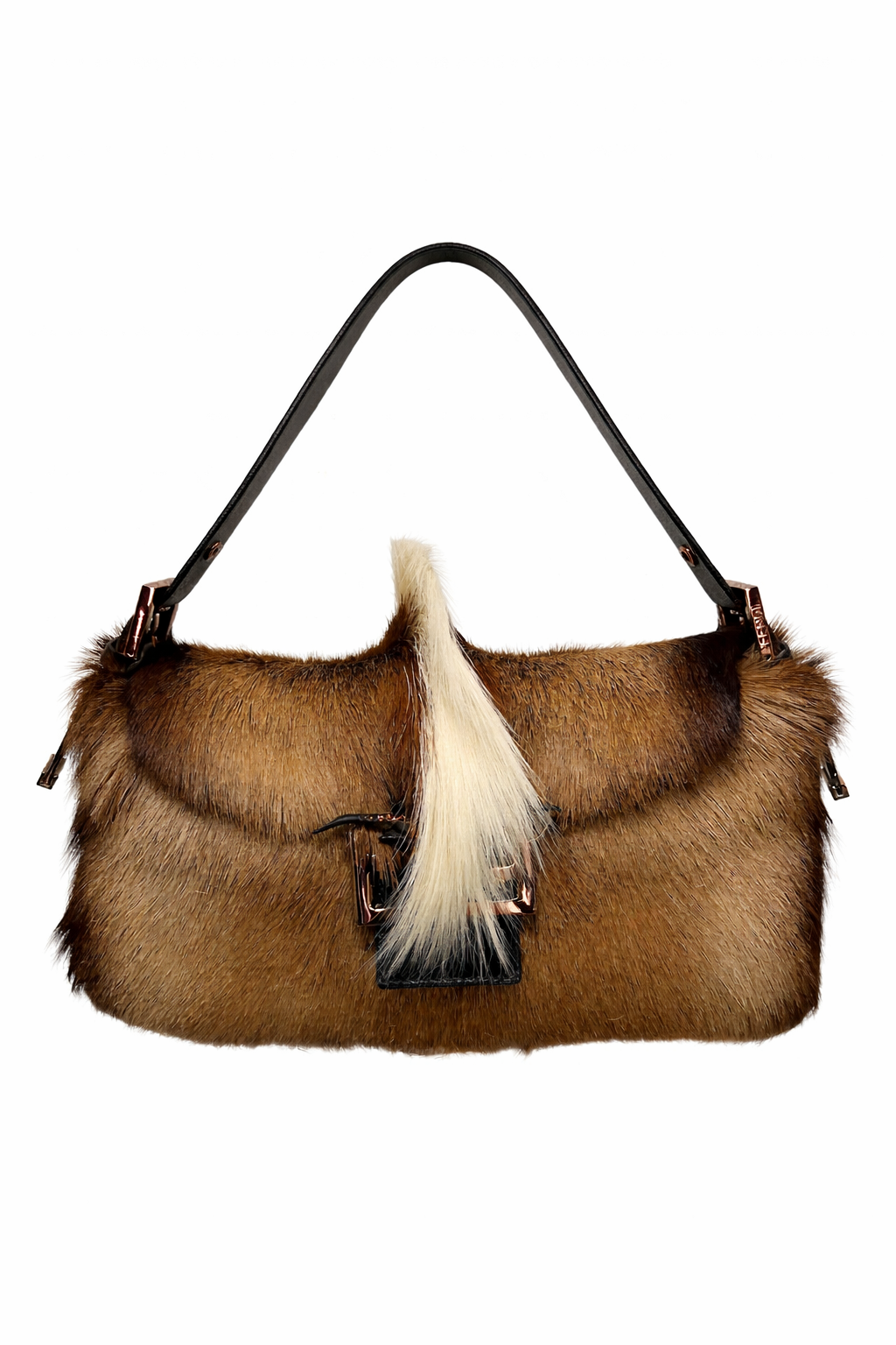 Fendi Fur Longhorn Baguette Bag