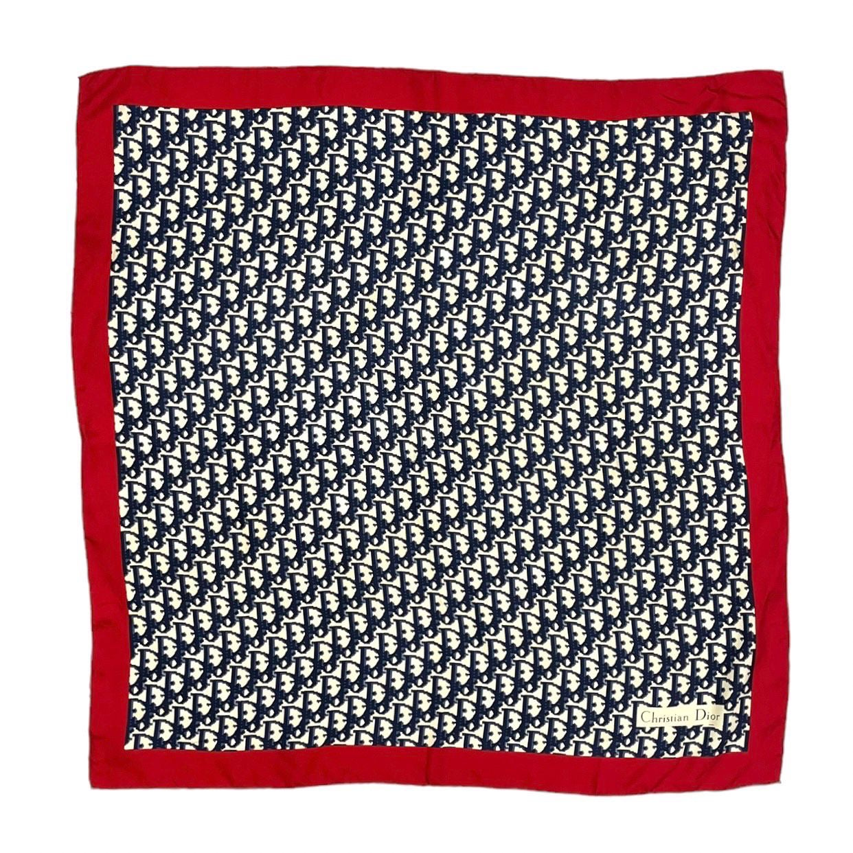 Dior Navy Logo Silk Scarf