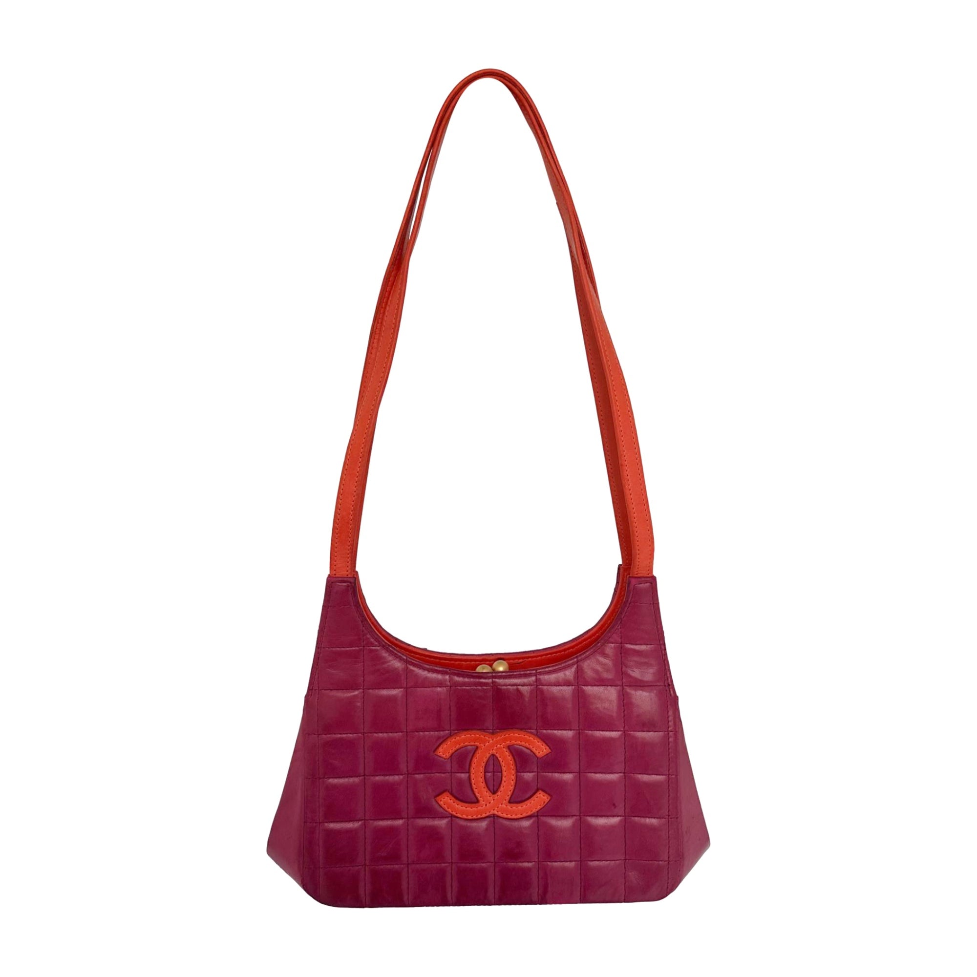 Chanel Pink + Orange Lambskin Shoulder Bag
