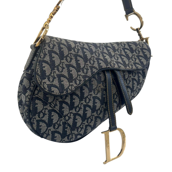 Dior Navy Logo Saddle Bag