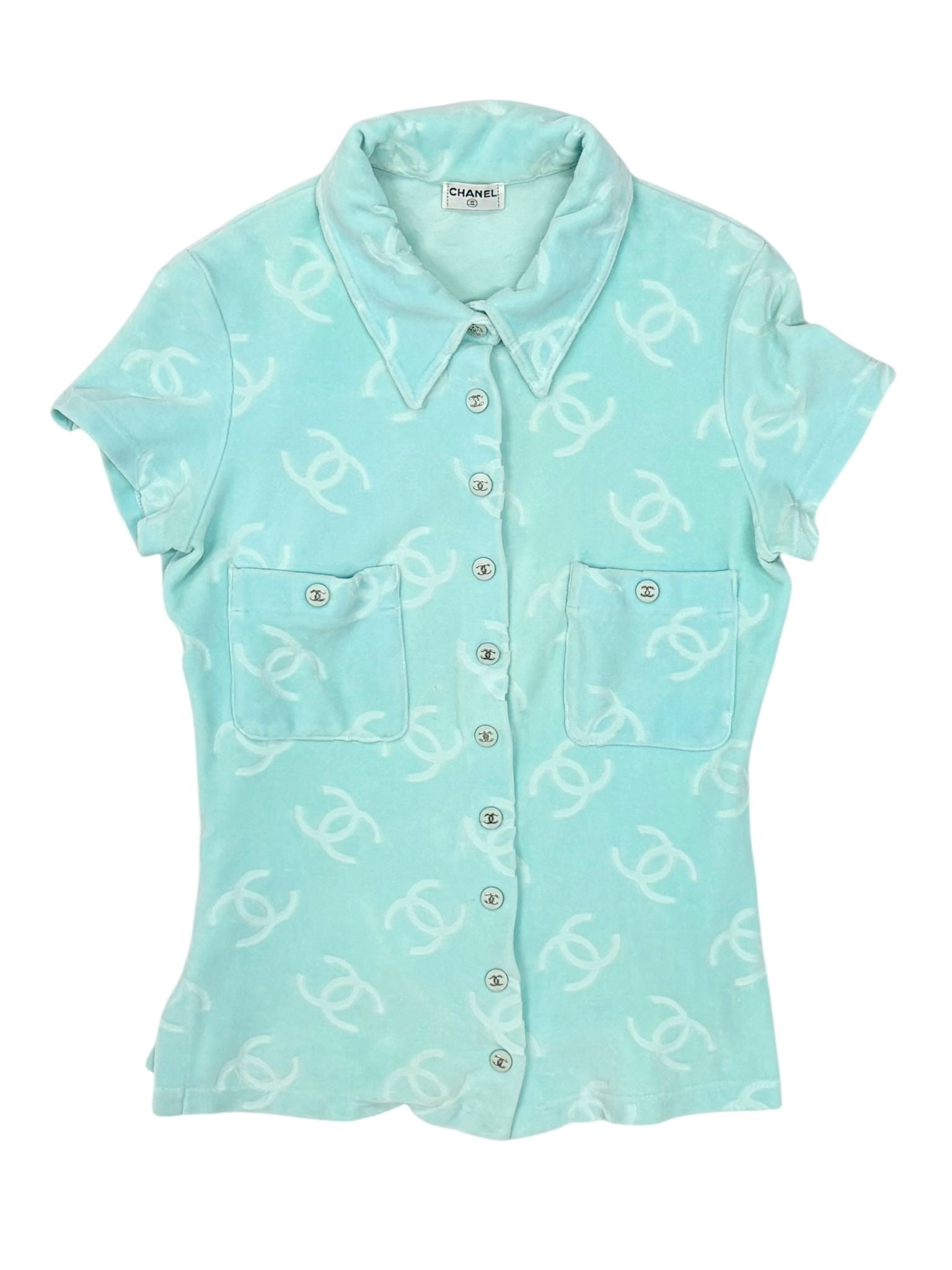 Chanel Turquoise Velour Short Sleeve Top – Treasures of NYC