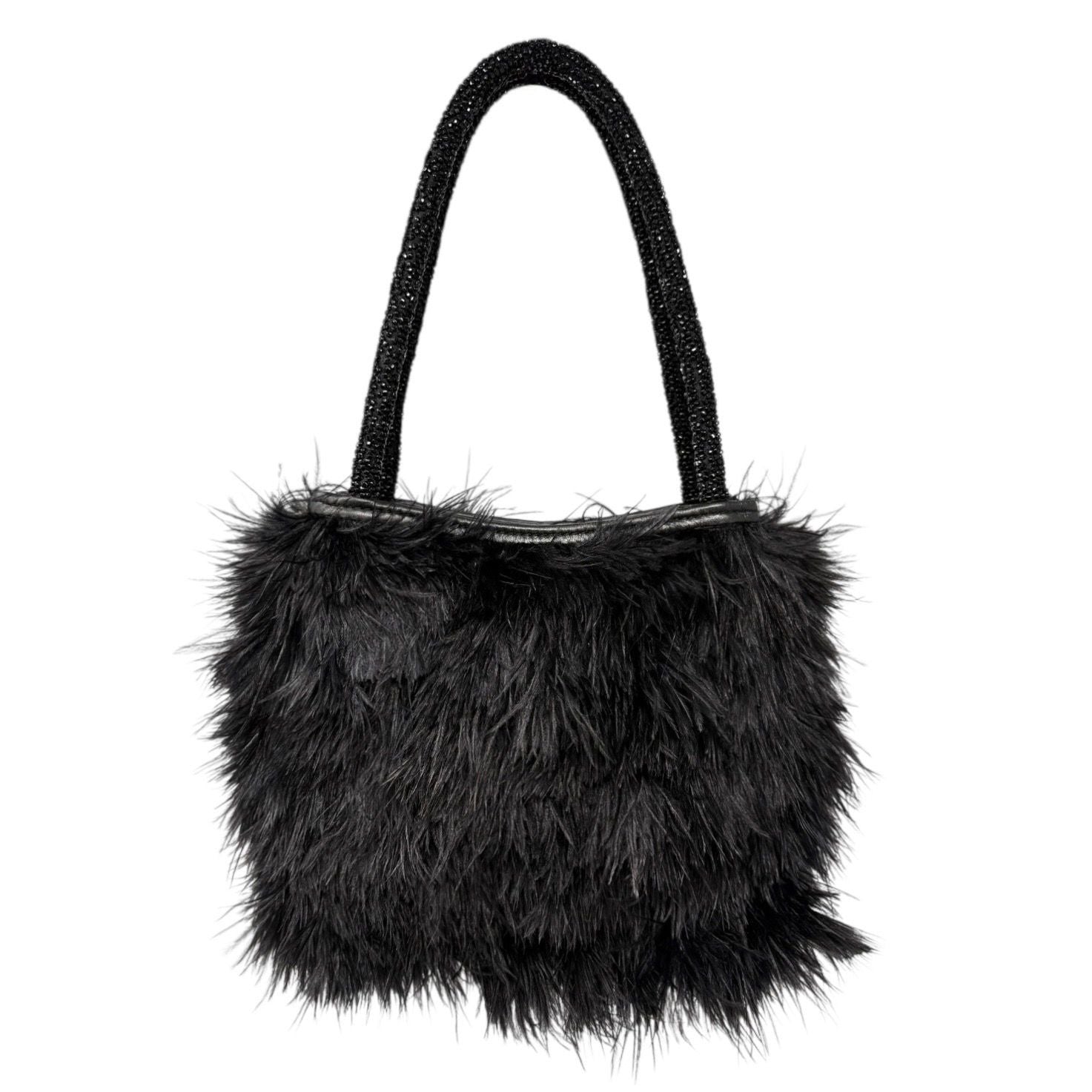 Gucci x Tom Ford Black Fur Mini Beaded Bag